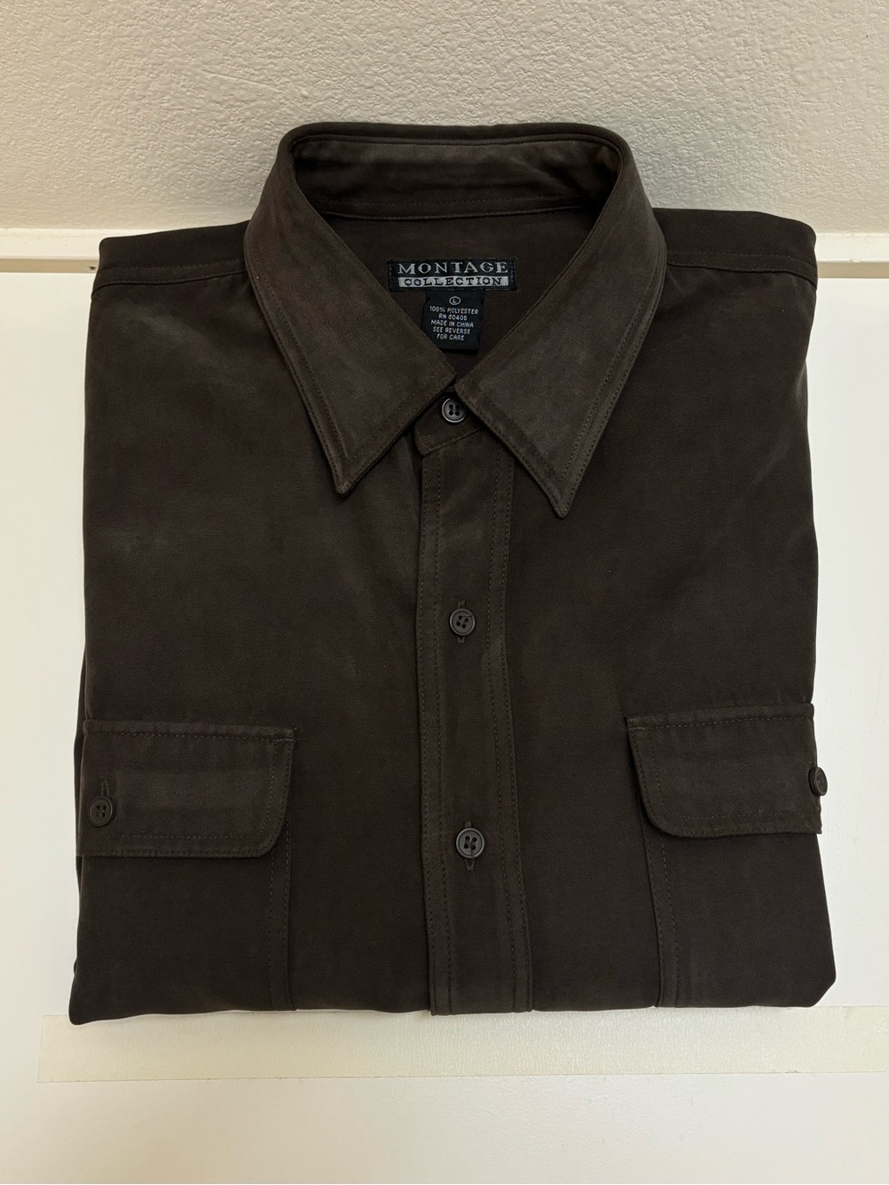Men's Dark Brown Long-Sleeve Dress Shirt